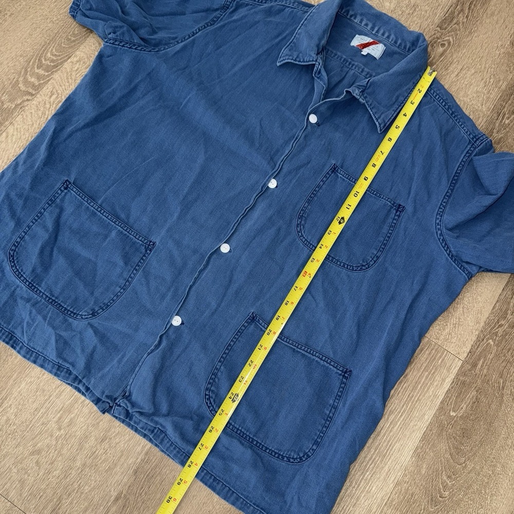 Best Made Co Indigo Herringbone Weave Short Sleeve Chore Camp Shirt Men's 2XL - Picture 4 of 6
